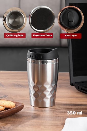 Porsima 5554 Paslanmaz Çelik 350 ml Outdoor Bardak Termos Gümüş