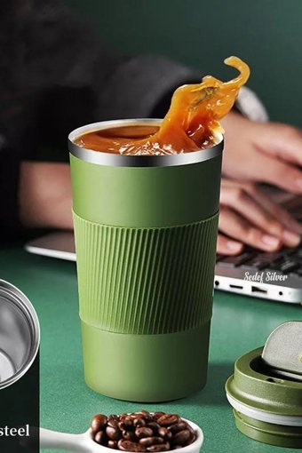 Sedef Silver 304 Çelik 500 ml Outdoor Bardak Termos Yeşil