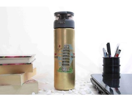 Ktyra52 Pisa Kulesi Paslanmaz Çelik 550 ml Outdoor Termos Termos Gold
