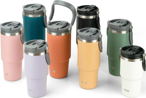 Tyeso DailyNeed Paslanmaz Çelik - Polipropilen 1.05 lt Pipetli Outdoor Termos Termos Beyaz