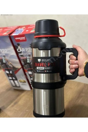 Helinaria Travel Pot Paslanmaz Çelik 4 lt Outdoor Termos Termos Gümüş - Siyah