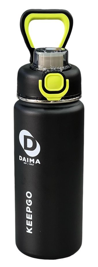 Daima Keep Go Paslanmaz Çelik 750 ml Pipetli Outdoor Termos Termos Siyah