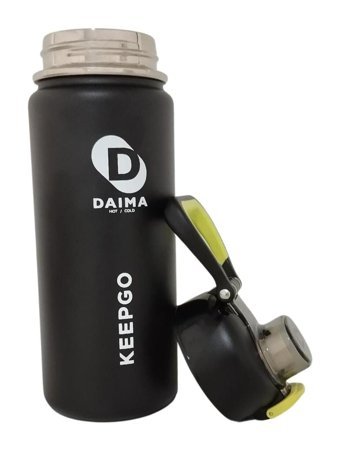 Daima Keep Go Paslanmaz Çelik 750 ml Pipetli Outdoor Termos Termos Siyah
