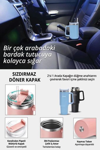Kiwi KT 8660 Paslanmaz Çelik 1.2 lt Pipetli Outdoor Bardak Termos Siyah