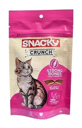 Snacky Crunchy Strong Bones Tavuk-Peynir Yetişkin Kedi Maması 60 gr