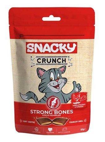 Snacky Crunchy Strong Bones Tavuk-Peynir Yetişkin Kedi Maması 60 gr