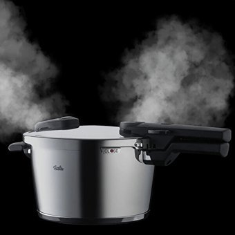 Fissler Vitaquick Glossy Clipso Kapak-Normal Kapak Paslanmaz Çelik 10 lt Düdüklü Tencere Gri