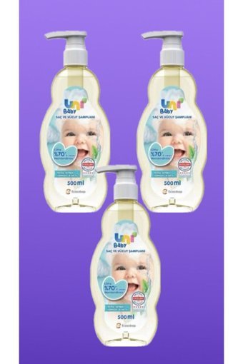 Uni Baby Göz Yakmayan Yenidoğan İçin Bebek Şampuanı 3x500 ml