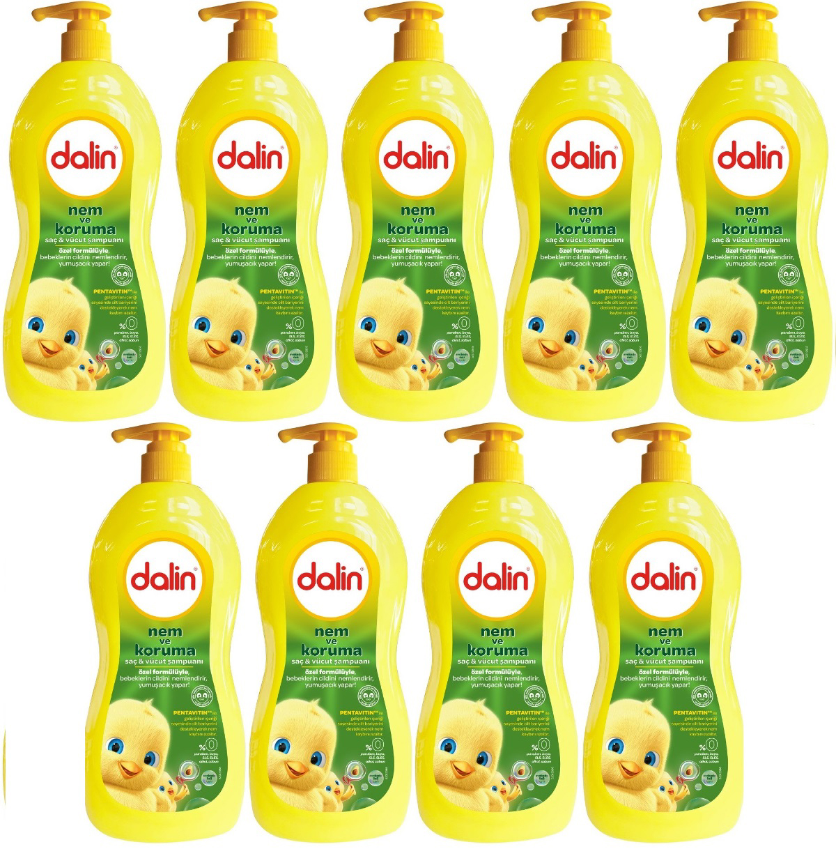 Dalin Nem & Koruma Göz Yakmayan Hipoalerjenik Yenidoğan İçin Avokadolu Bebek Şampuanı 9x700 ml
