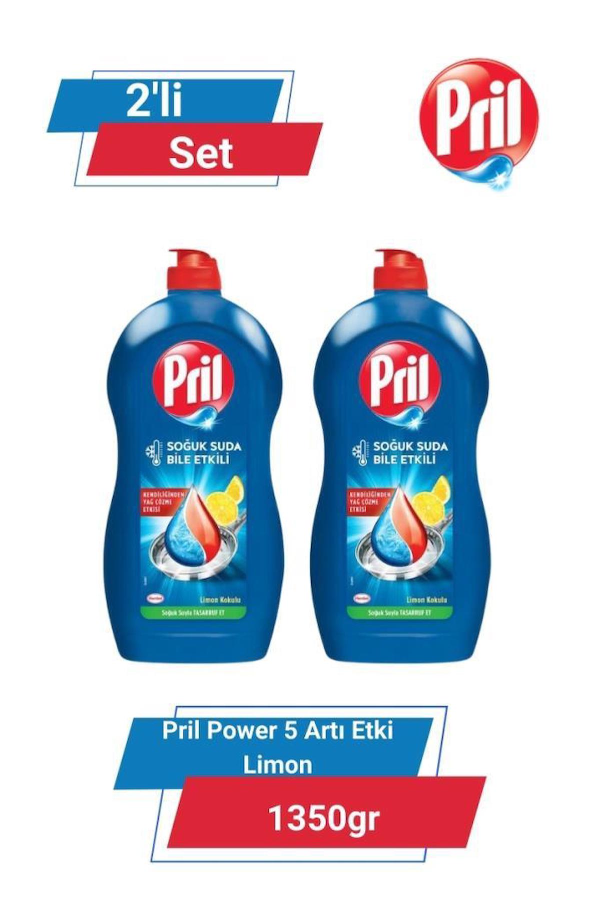 Pril Power 5+ Limon Kokulu Jel El Bulaşık Deterjanı 2x1.35 lt