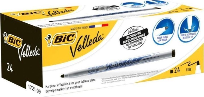 Bic Siyah Çocuk Tahta Kalemi Yuvarlak Uçlu Velleda Siyah (24 Lü Kutu)