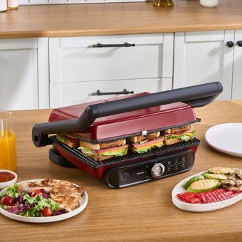 Karaca Gastro Grill Pro 6 Dilim Granit Çıkartılabilir Plaka Kırmızı Izgaralı Tost Makinesi