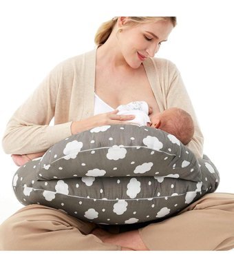 Momcozy Pamuklu Sırt Destekli Yıkanabilir Gri Emzirme Yastığı