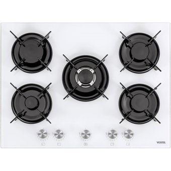 Vestel AO-71159 B DG-W Doğalgazlı Cam 5 Gözlü Wok Gözü Beyaz Ankastre Ocak