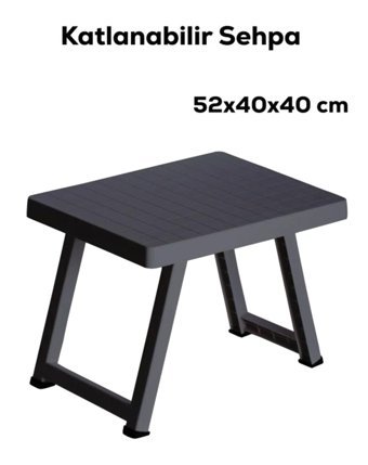 Erbaşlar Katlanabilir Kare Plastik 40x50 cm Siyah Bahçe Masası