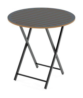 Eportatif Katlanabilir Yuvarlak Ahşap 70x70 cm Füme Bahçe Masası