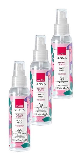Avon Senses Floral Burst Misk-Zambak Kadın Vücut Spreyi 3x100 ml
