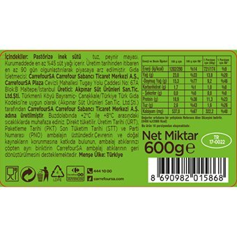 Carrefour Olgunlaştırılmış Dilimli Beyaz İnek Peyniri 3x200 gr