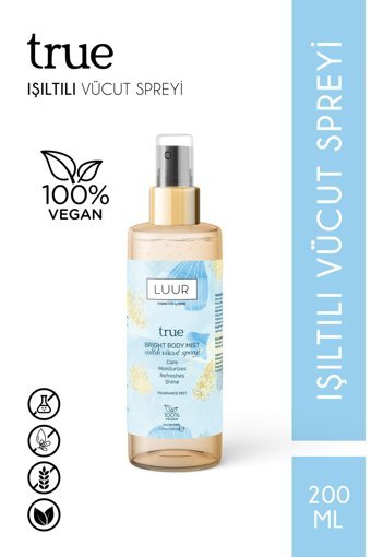 Luur Cosmetics & More True Fresh Simli Hyalüronik Asit İçeren Nemlendiricili Kadın Vücut Spreyi 200 ml