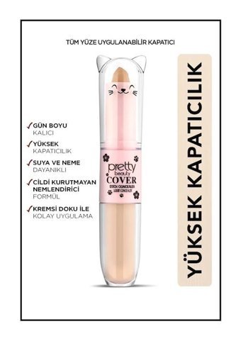Pretty Beauty Stick Concealer & Liquid 02 Nemlendiricili Göz Altı Likit-Stick Fırça Kapatıcı