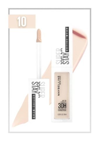 Maybelline New York Superstay Active Wear 10 Fair Nemlendiricili Göz Altı ve Yüz Likit Fırça Kapatıcı