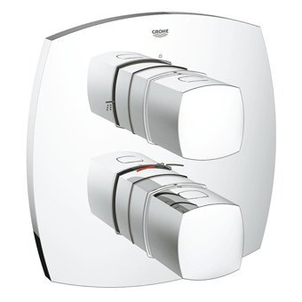 Grohe Grandera 19948000 Krom Kaplama Çiftli Çevirmeli Dereceli Ankastre Kare Banyo Bataryası Siyah