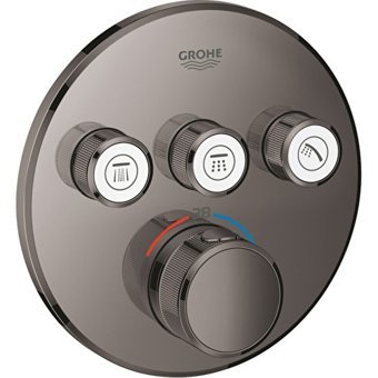 Grohe Grohtherm 29121A00 Krom Kaplama Üçlü Çevirmeli Dereceli Ankastre Yuvarlak Banyo Bataryası Antrasit