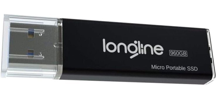Longline LMPSSDB960GB Micro Portable Şifreli USB 3.0 Type A 1 TB Flash Bellek Siyah