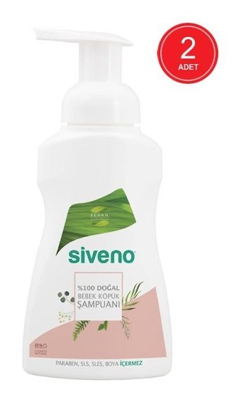 Siveno %100 Doğal Göz Yakmayan Hipoalerjenik Yenidoğan Hassas Ciltler İçin Bebek Şampuanı 2x250 ml