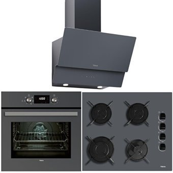 Teka HAK 625 ST - ATV 60 PRO ST Dijital Doğalgazlı Cam Klasik Ankastre Fırın Ocak 3'lü Ankastre Set Gri