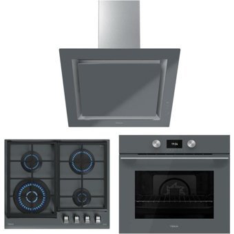Teka DLV 68660 ST, GZC 64320 ST - HLB 8600 ST Dijital Doğalgazlı Cam Klasik Set Üstü Davlumbaz 3'lü Ankastre Set Gri