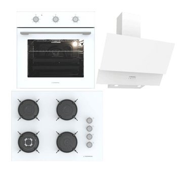 Termikel BO O6435C W - BH P7194C W - CH C6532C Dijital Doğalgazlı Cam Klasik Set Üstü Davlumbaz 3'lü Ankastre Set Beyaz