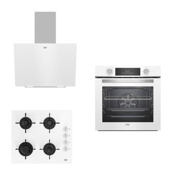 Beko BFC 430 B-BOCD T 6011 EB-BDE 6040 B Dijital Doğalgazlı Cam Klasik Set Üstü Davlumbaz 3'lü Ankastre Set Beyaz