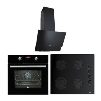 Teka 625 BK - GBE 64002 - ATV 60 Dijital Doğalgazlı Cam Klasik Set Üstü Davlumbaz 3'lü Ankastre Set Siyah