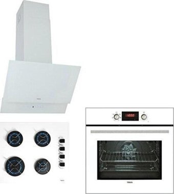 Teka ATV 60 - GBE 64002 KBC WH - HAK627 WH Dijital Doğalgazlı Cam Klasik Set Üstü Davlumbaz 3'lü Ankastre Set Beyaz