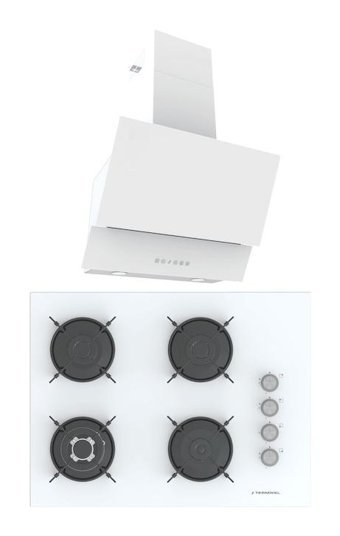 Termikel BH P7194C W - Argemon WW60 Dijital Doğalgazlı Cam Klasik Ocak Davlumbaz İkili Set 2'li Ankastre Set Beyaz
