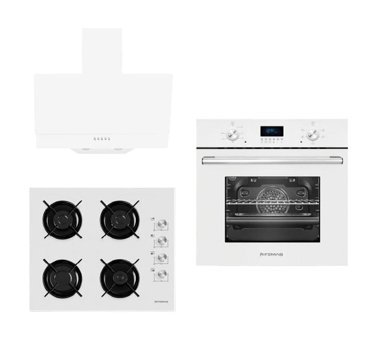 Femaş 5001 - B 3140 - FD 102 Dijital Doğalgazlı Cam Klasik Set Üstü Davlumbaz 3'lü Ankastre Set Beyaz