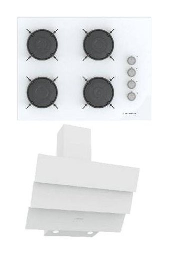 Termikel BH P7144C W - CH S6532C WW Dijital Doğalgazlı Cam Klasik Ocak Davlumbaz İkili Set 2'li Ankastre Set Beyaz