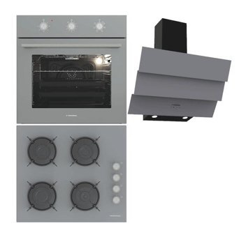 Termikel BO O6435C A - BH P6144C A - CH S6532C BA Dijital Doğalgazlı Cam Modern Set Üstü Davlumbaz 3'lü Ankastre Set Gri