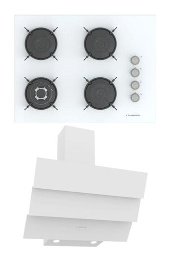 Termikel BH P7194C W - CH S6532C Dijital Doğalgazlı Cam Modern Ocak Davlumbaz İkili Set 2'li Ankastre Set Beyaz