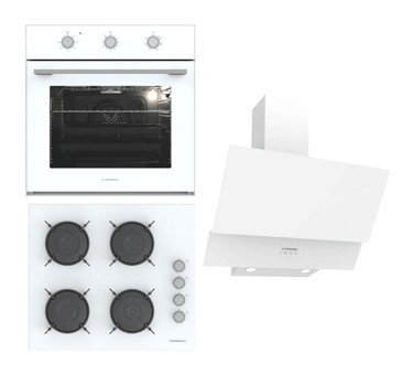 Termikel BO O6435C W - BH P6144C W - CH C6532C WW Dijital Doğalgazlı Cam Klasik Set Üstü Davlumbaz 3'lü Ankastre Set Beyaz