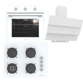 Termikel BO O6435C W - BH P7194C W - CH S6532C WW Dijital Doğalgazlı Cam Klasik Ankastre Fırın Ocak 3'lü Ankastre Set Beyaz