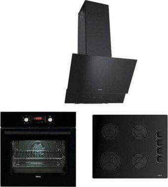 Teka ATV 60 - GBE 64002 - HAK 627 BK Dijital Doğalgazlı Cam Klasik Set Üstü Davlumbaz 3'lü Ankastre Set Siyah