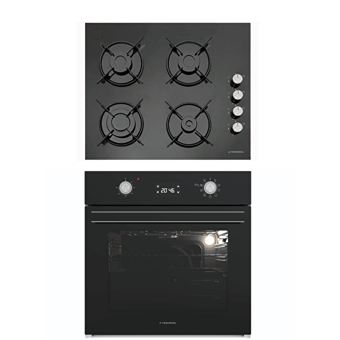 Termikel BO O6555C DB - BH P6144C B Dijital Doğalgazlı Cam Klasik Ankastre Fırın Ocak 2'li Ankastre Set Siyah