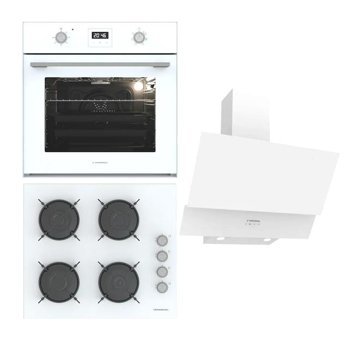 Termikel BO O64D5C W - BH P6144C W - CH C6532C WW Dijital Doğalgazlı Cam Klasik Set Üstü Davlumbaz 3'lü Ankastre Set Beyaz