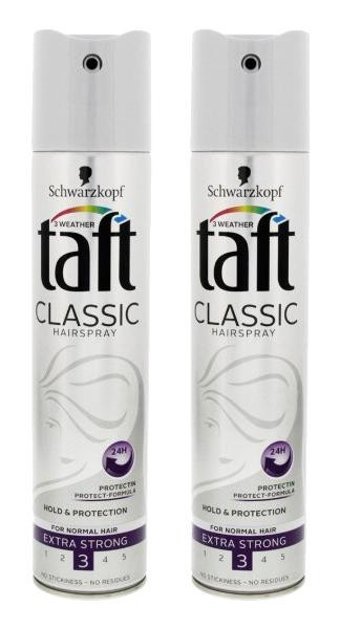 Schwarzkopf Taft Classic No: 3 Sabitleyici Islak Görünümlü Provitaminli Saç Spreyi 2x250 ml