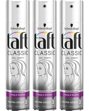 Schwarzkopf Taft Classic Şekillendirici Islak Görünümlü Keratinli Ekstra Güçlü Saç Spreyi 3x250 ml