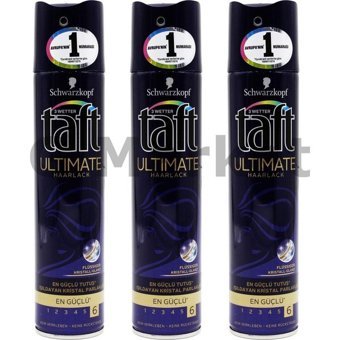 Schwarzkopf Taft Ultimate Sabitleyici Islak Görünümlü Provitaminli Güçlü Saç Spreyi 3x250 ml
