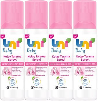 Uni Baby Kolay Tarama Islak Görünümlü Provitaminli Hafif Saç Spreyi 4x200 ml