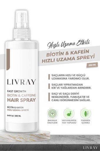 Livray Fast Growth Besleyici Islak Görünümlü Keratinli Güçlü Saç Spreyi 250 ml
